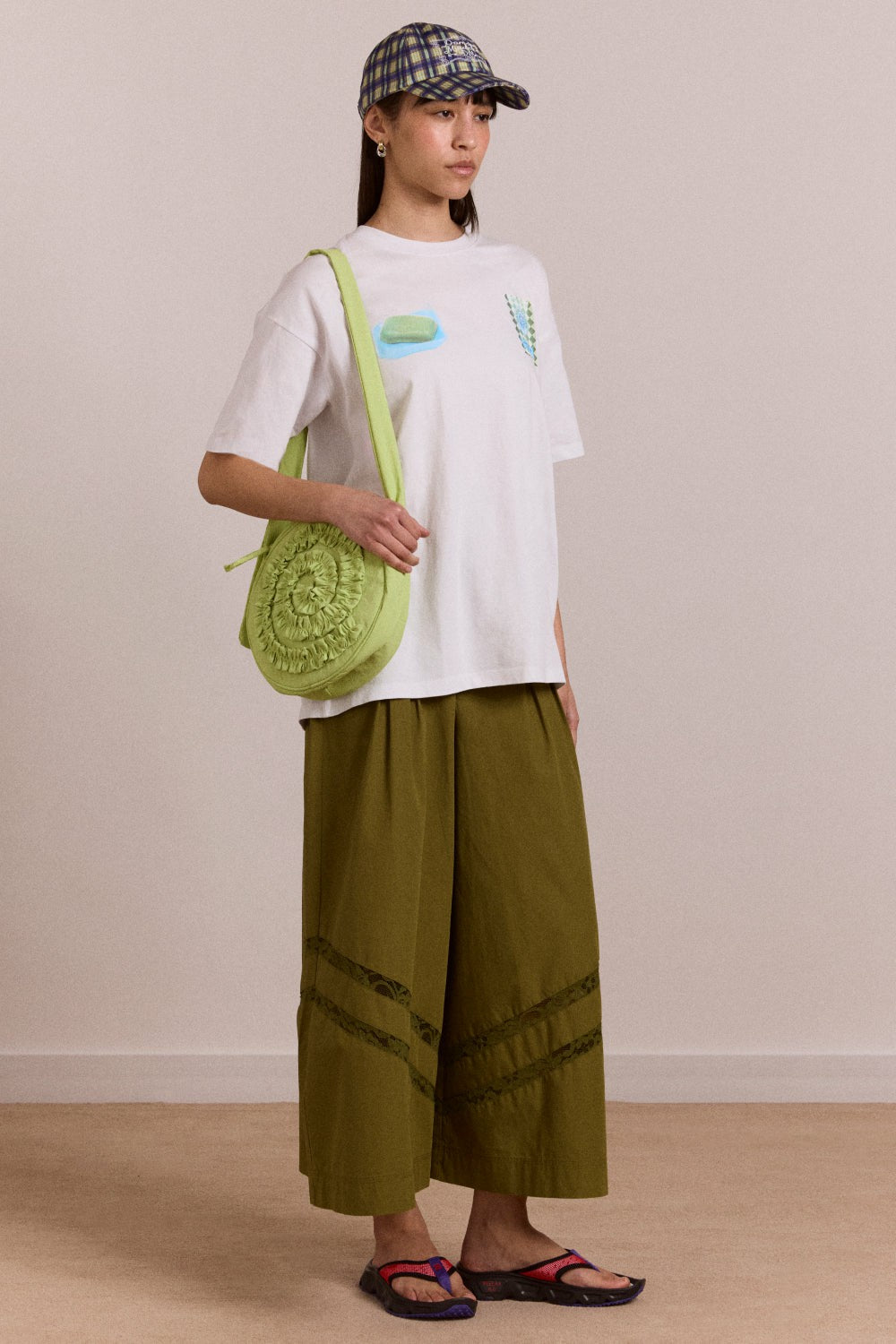 Damson Madder rae circle swirl bag - celery