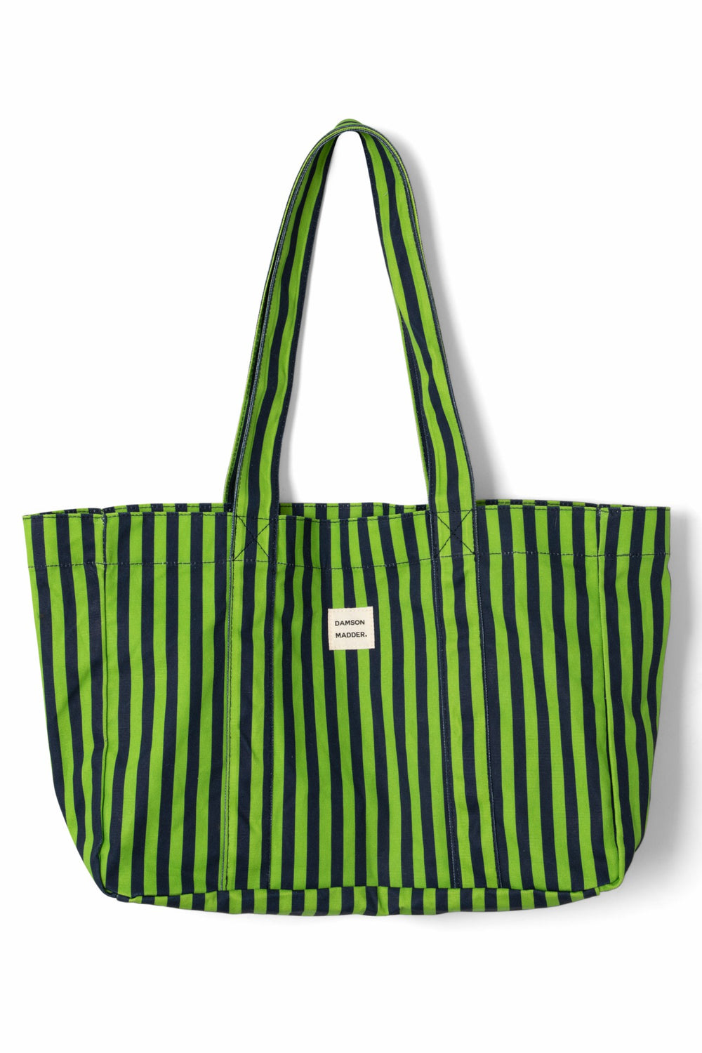 Damson Madder dm canvas tote - navy lime stripe