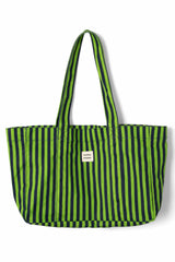 Damson Madder dm canvas tote - navy lime stripe