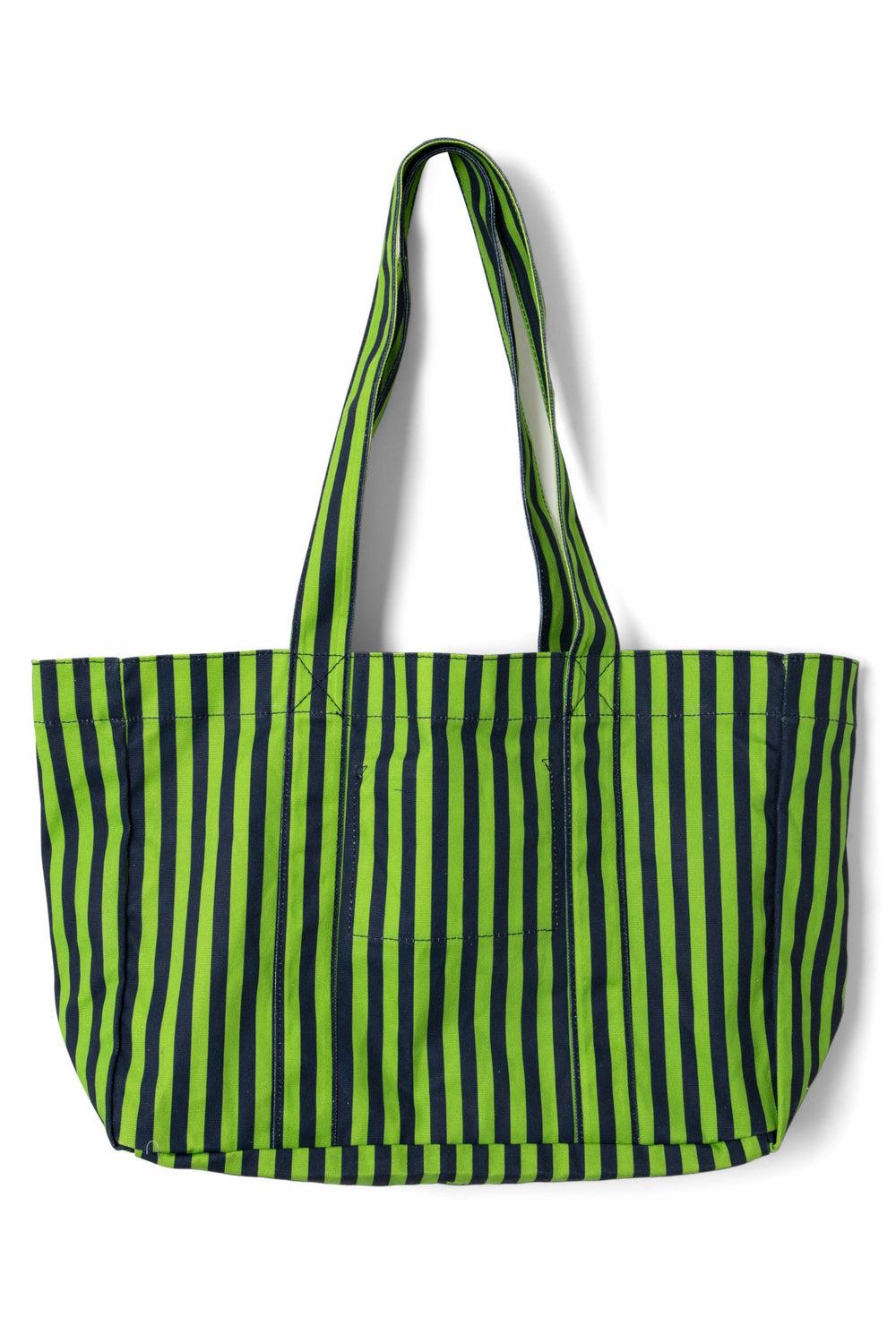Damson Madder dm canvas tote - navy lime stripe
