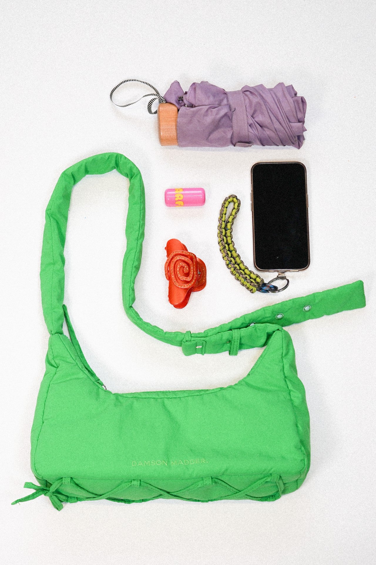 Damson Madder puffy saz bag - green