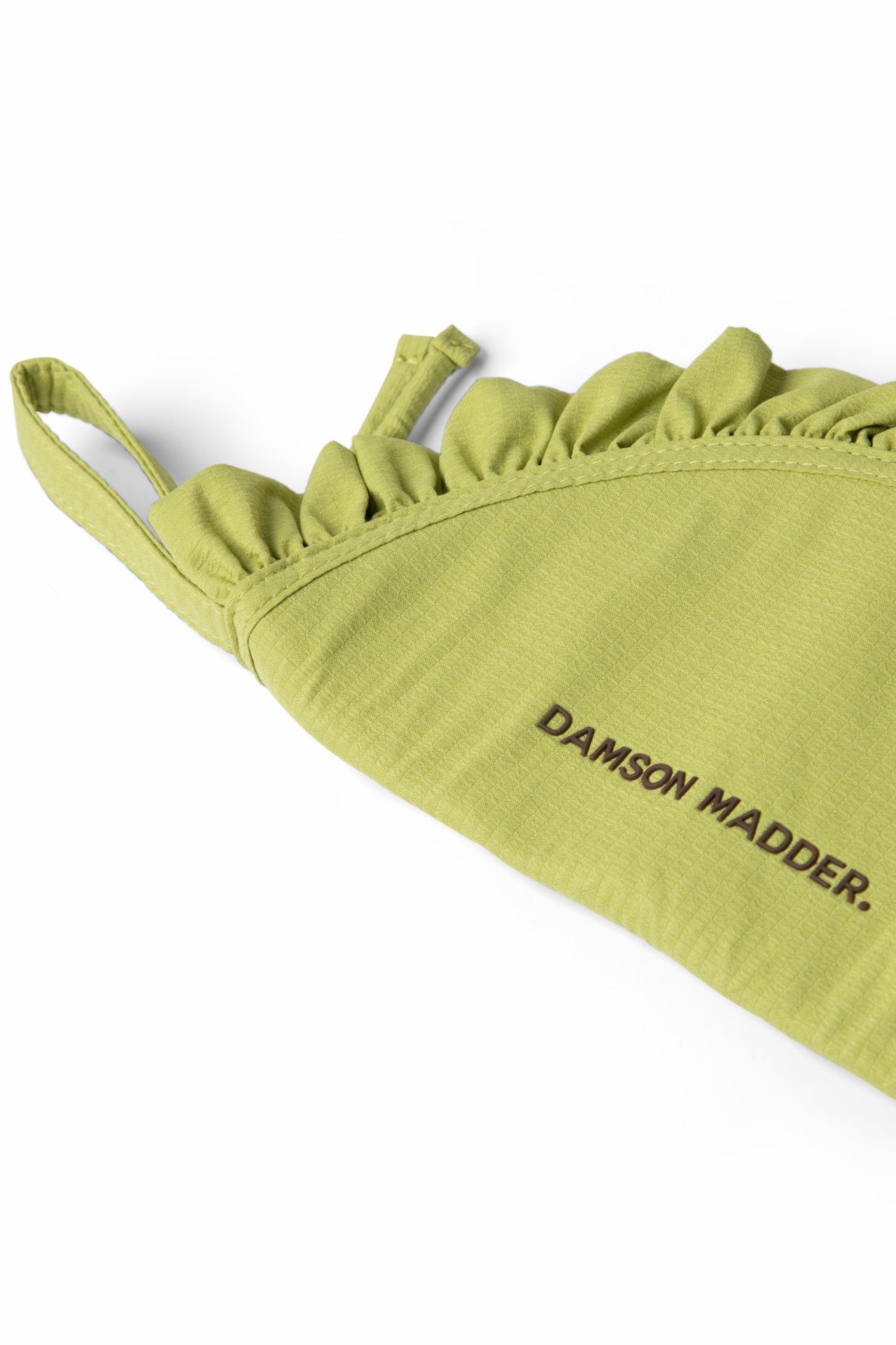 Damson Madder ruffle half moon makeup bag - celery