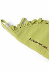 Damson Madder ruffle half moon makeup bag - celery