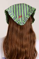 Damson Madder tie headscarf - navy/lime stripe