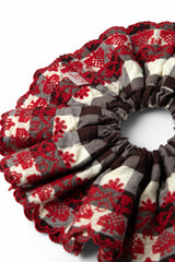 Damson Madder embroidered girls scrunchie - butter gingham