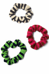 Damson Madder stripe knitted scrunchies - 3 pack