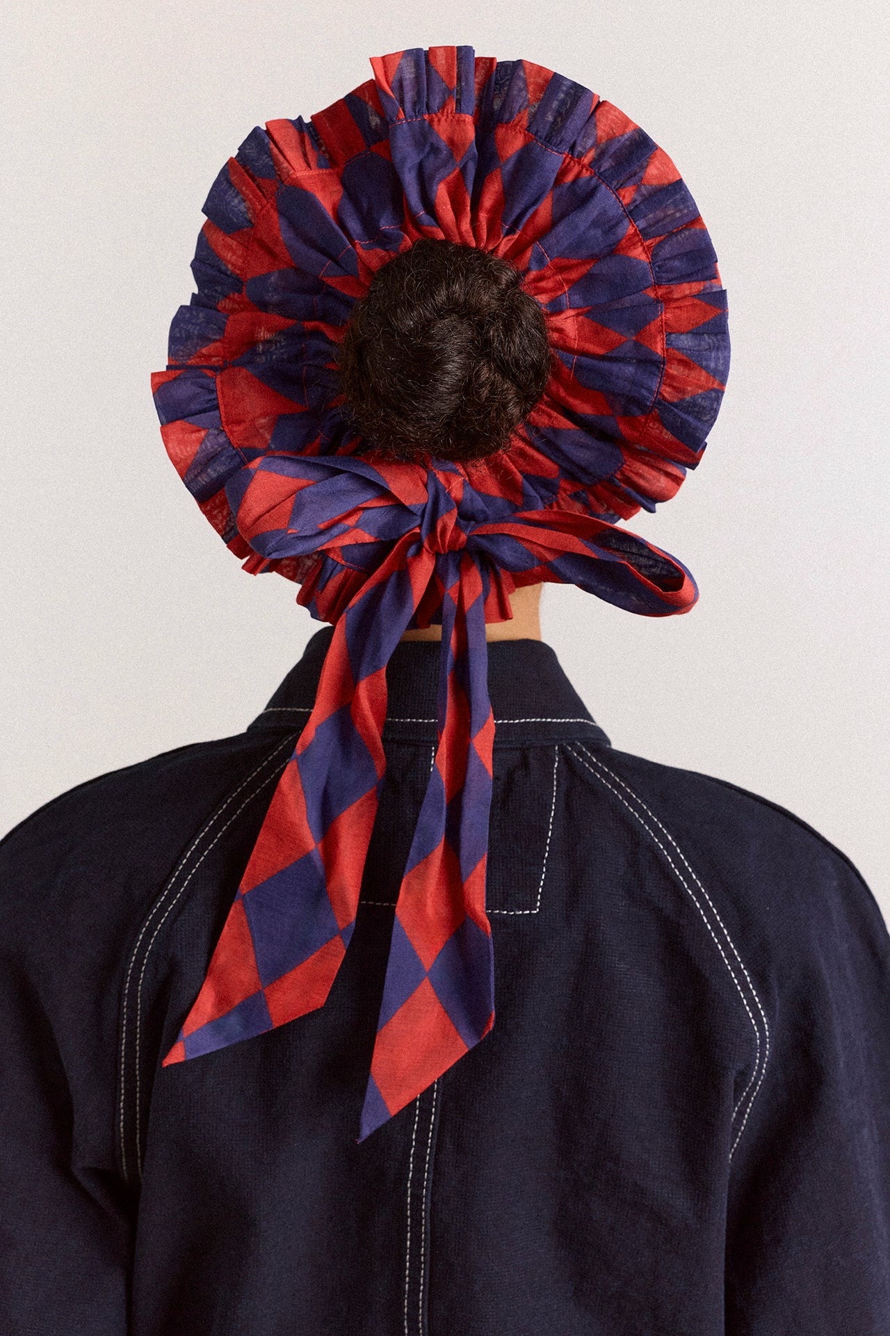 Damson Madder tie detail scrunchie - harlequin
