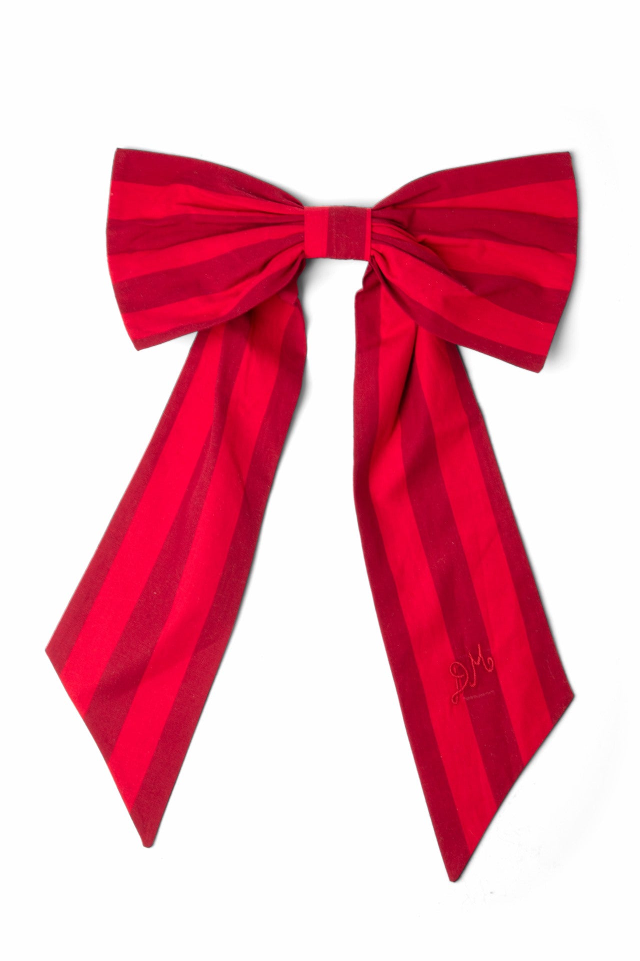 Damson Madder oversized bow clip - red / burg stripe