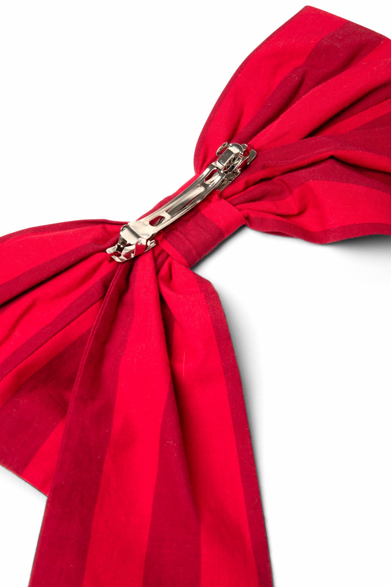 Damson Madder oversized bow clip - red / burg stripe