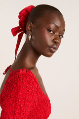 Damson Madder garter bun wrap - red cotton satin