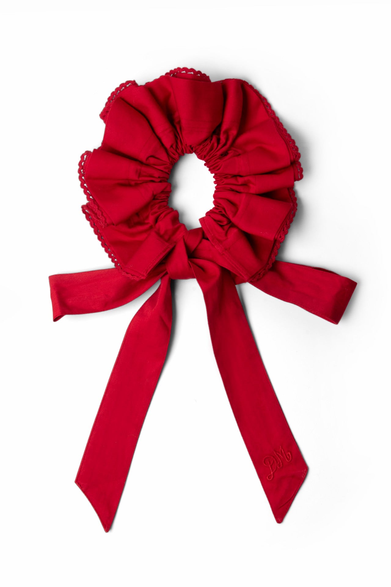 Damson Madder garter bun wrap - red cotton satin
