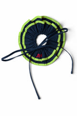 Damson Madder piping tie scrunchie - navy/lime