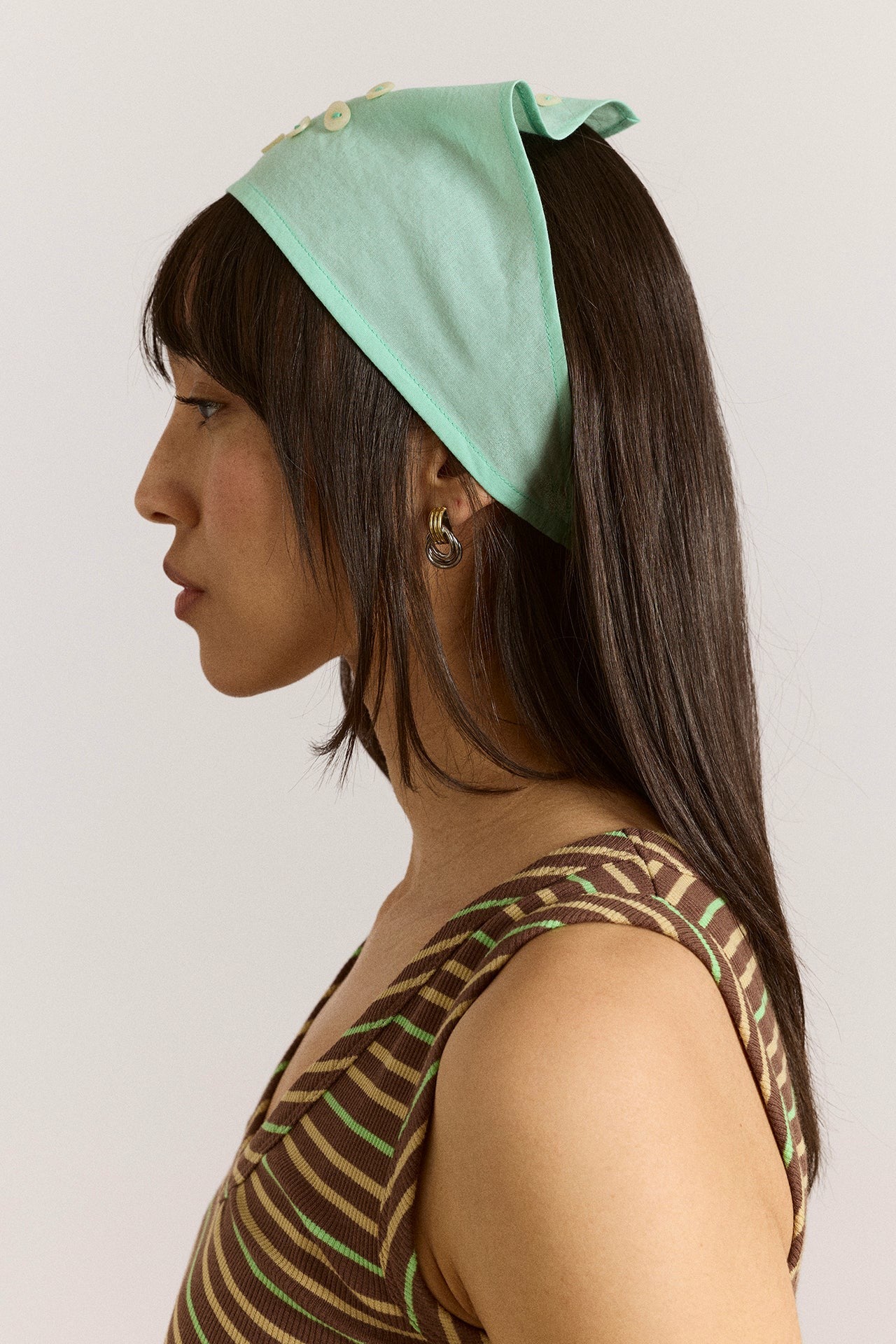 Damson Madder swirl button headscarf - mint