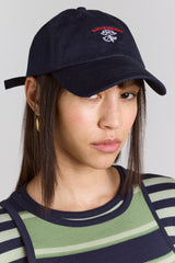 Damson Madder cap with flower embroidery - navy