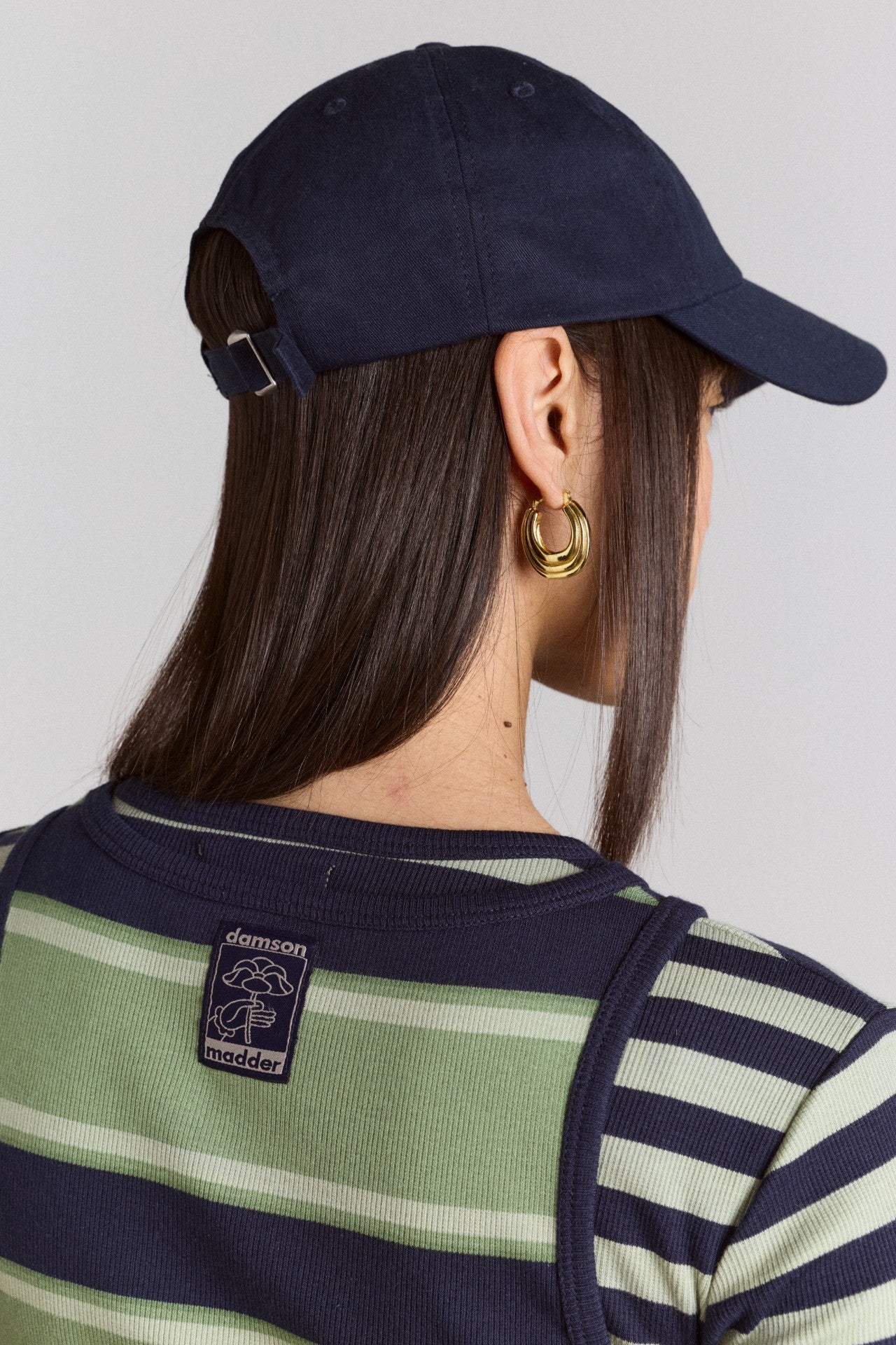 Damson Madder cap with flower embroidery - navy