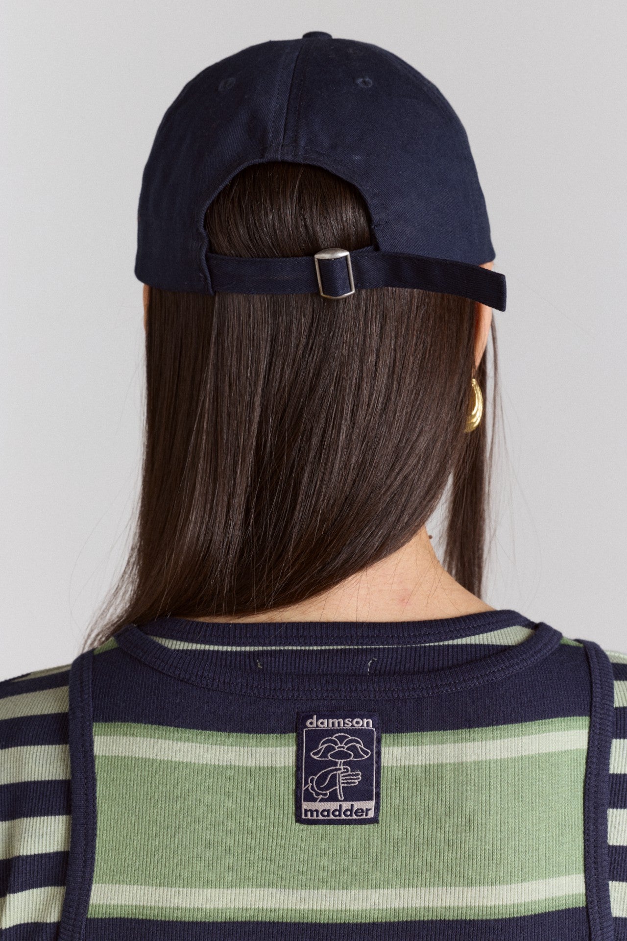 Damson Madder cap with flower embroidery - navy