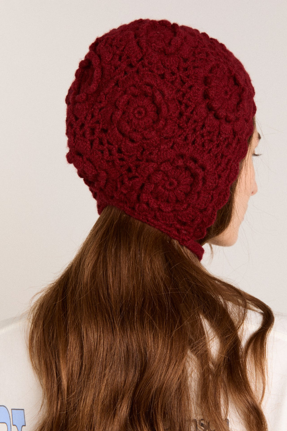 Damson Madder crochet bonnet - burgundy