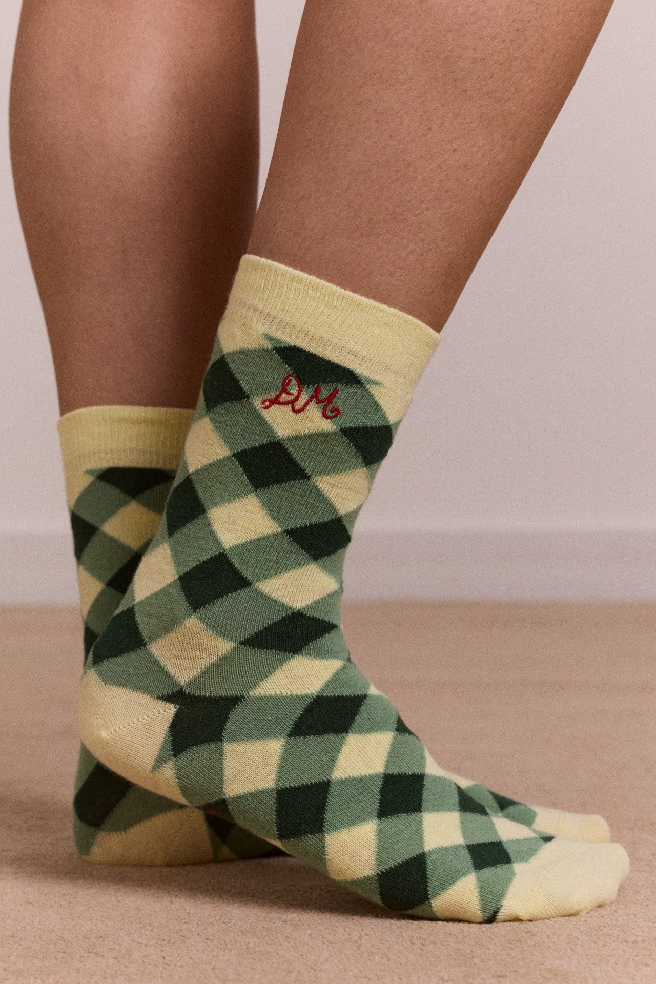 Damson Madder calf length 2 pack socks- gingham