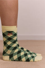 Damson Madder calf length 2 pack socks- gingham