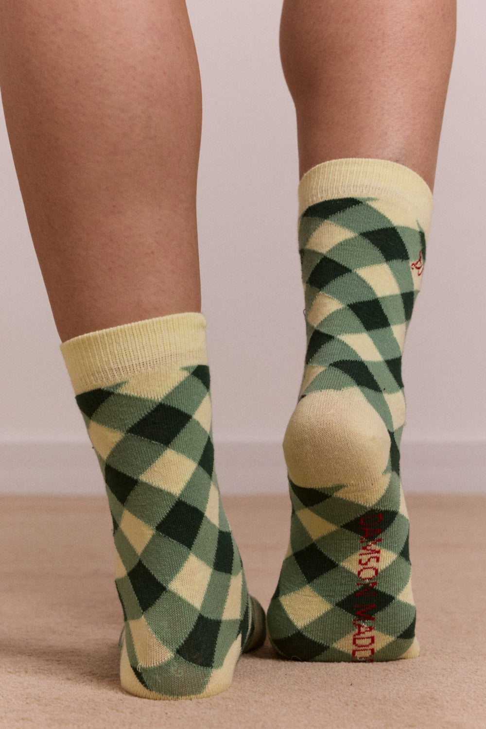 Damson Madder calf length 2 pack socks- gingham