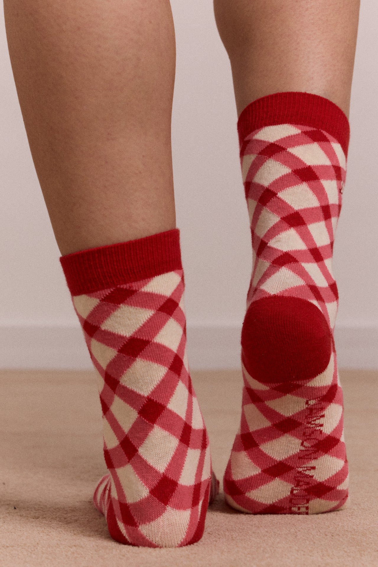 Damson Madder calf length 2 pack socks- gingham