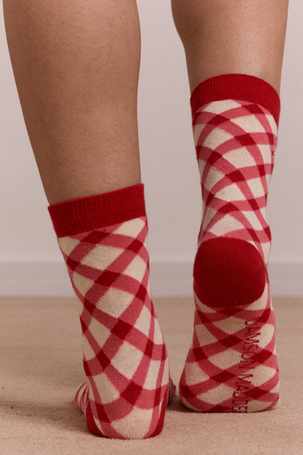 Damson Madder calf length 2 pack socks- gingham
