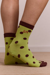 Damson Madder calf length 2 pack socks - choc & avocado