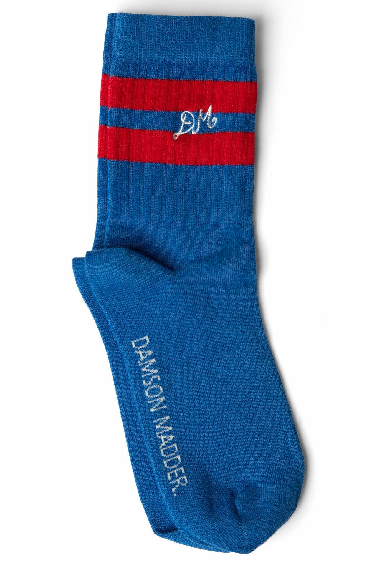 Damson Madder sporty calf length socks - blue & red