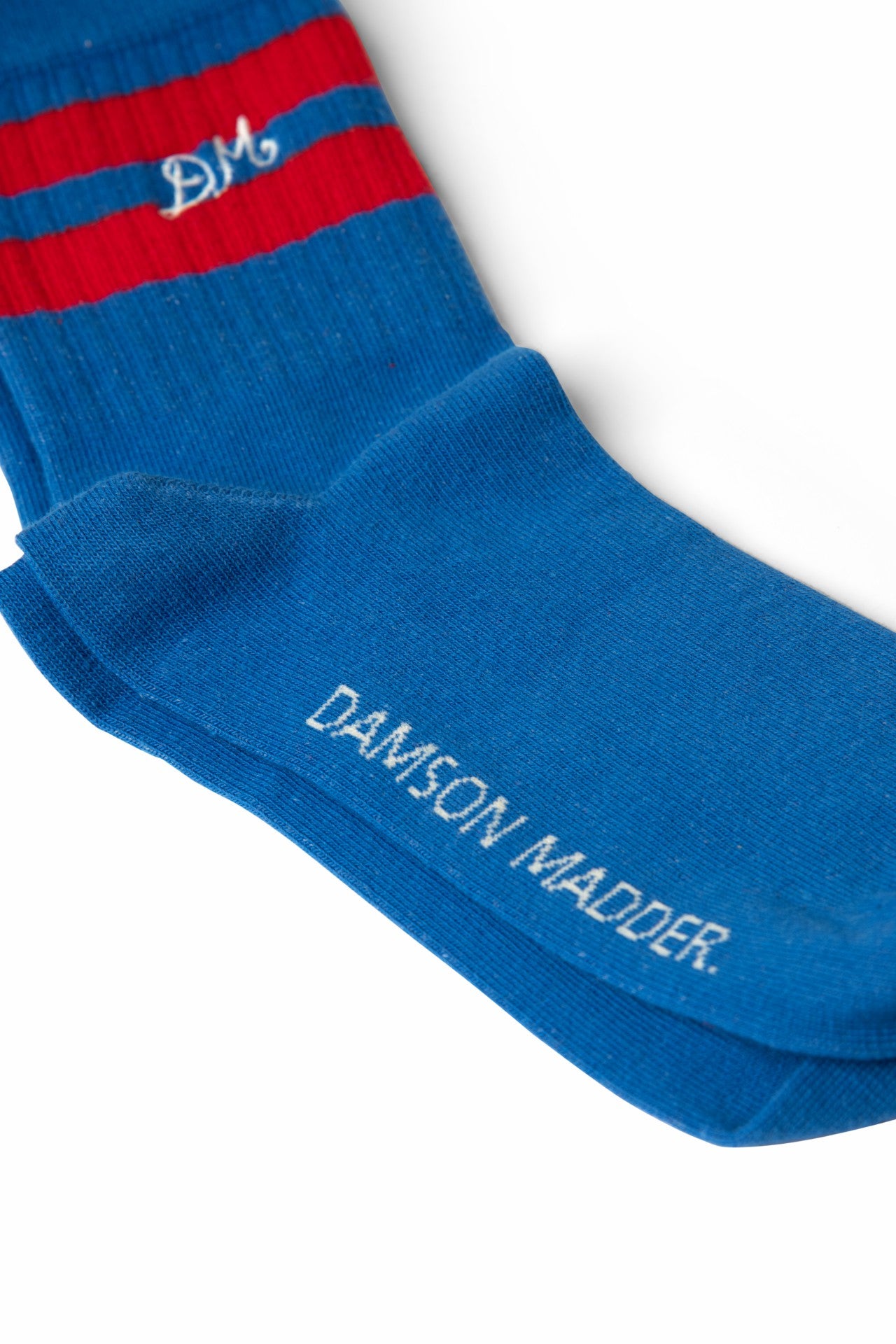 Damson Madder sporty calf length socks - blue & red