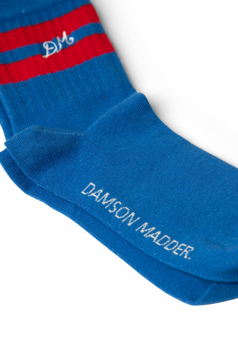 Damson Madder sporty calf length socks - blue & red
