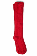 Damson Madder knee high pointelle socks - red