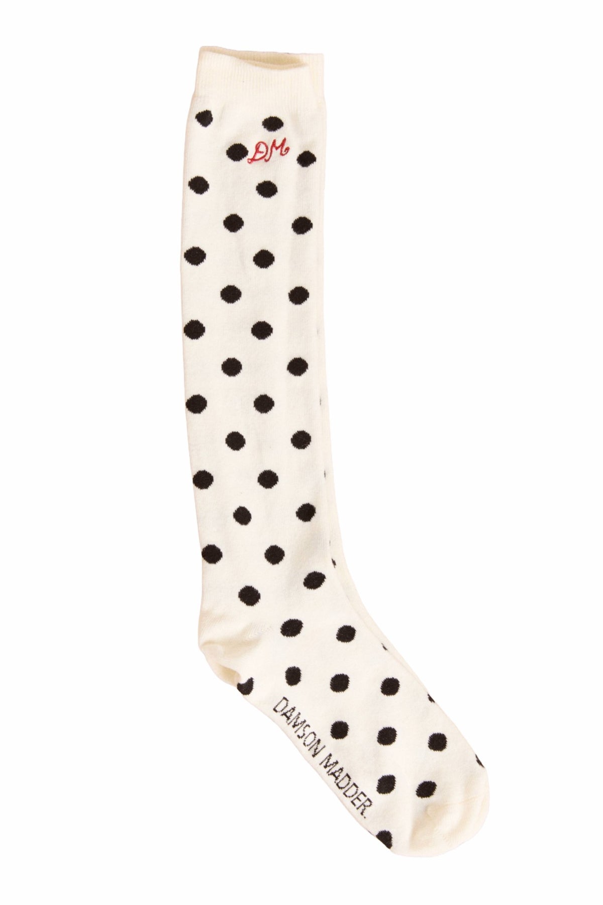 Damson Madder knee high polka dot socks in cream & black