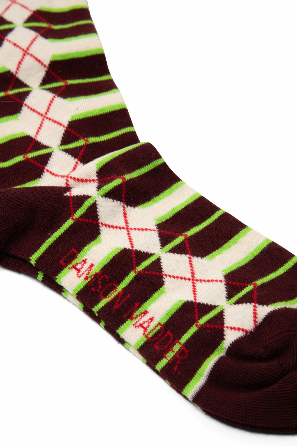 Damson Madder knee high socks - burgundy argyle stripe