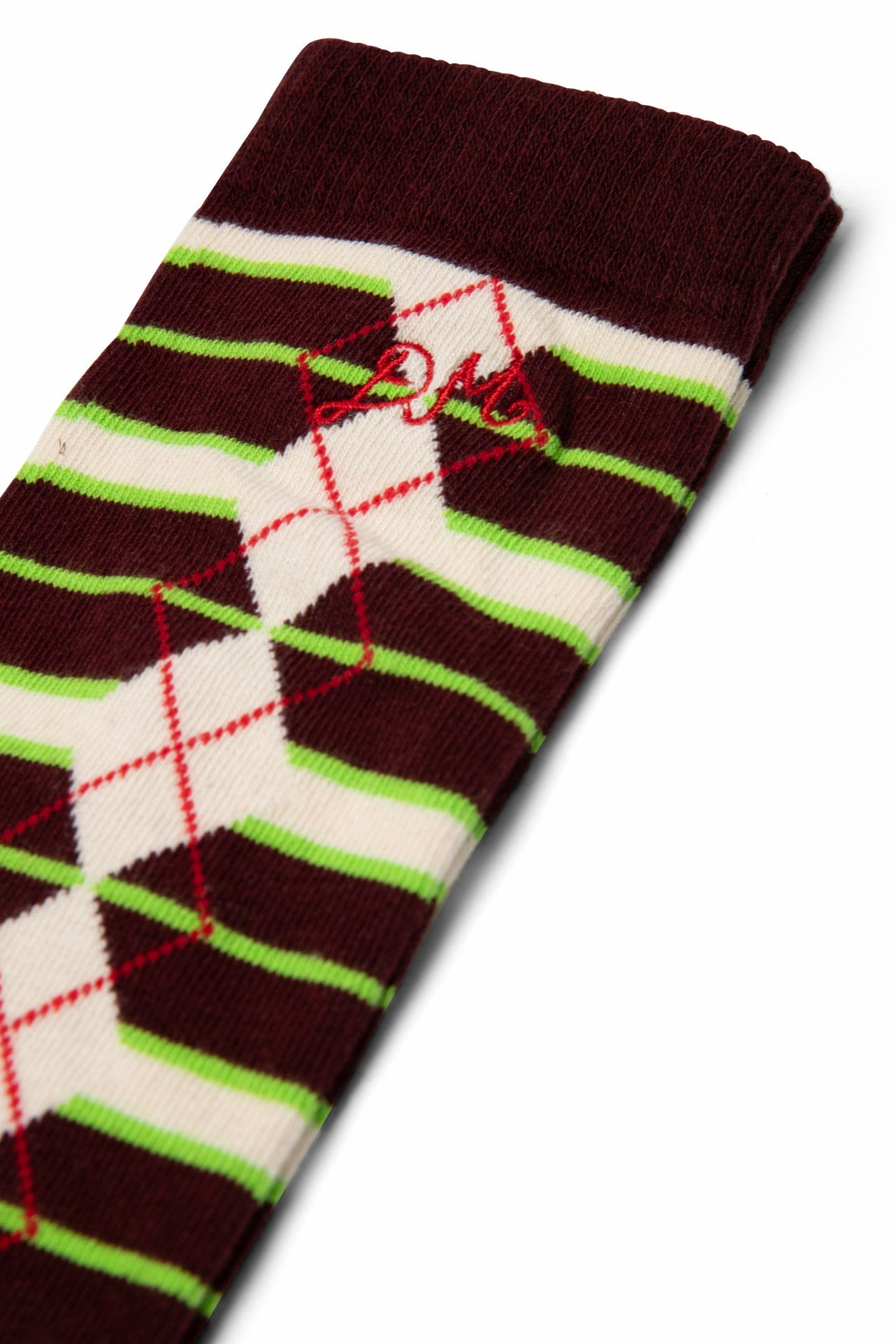 Damson Madder knee high socks - burgundy argyle stripe