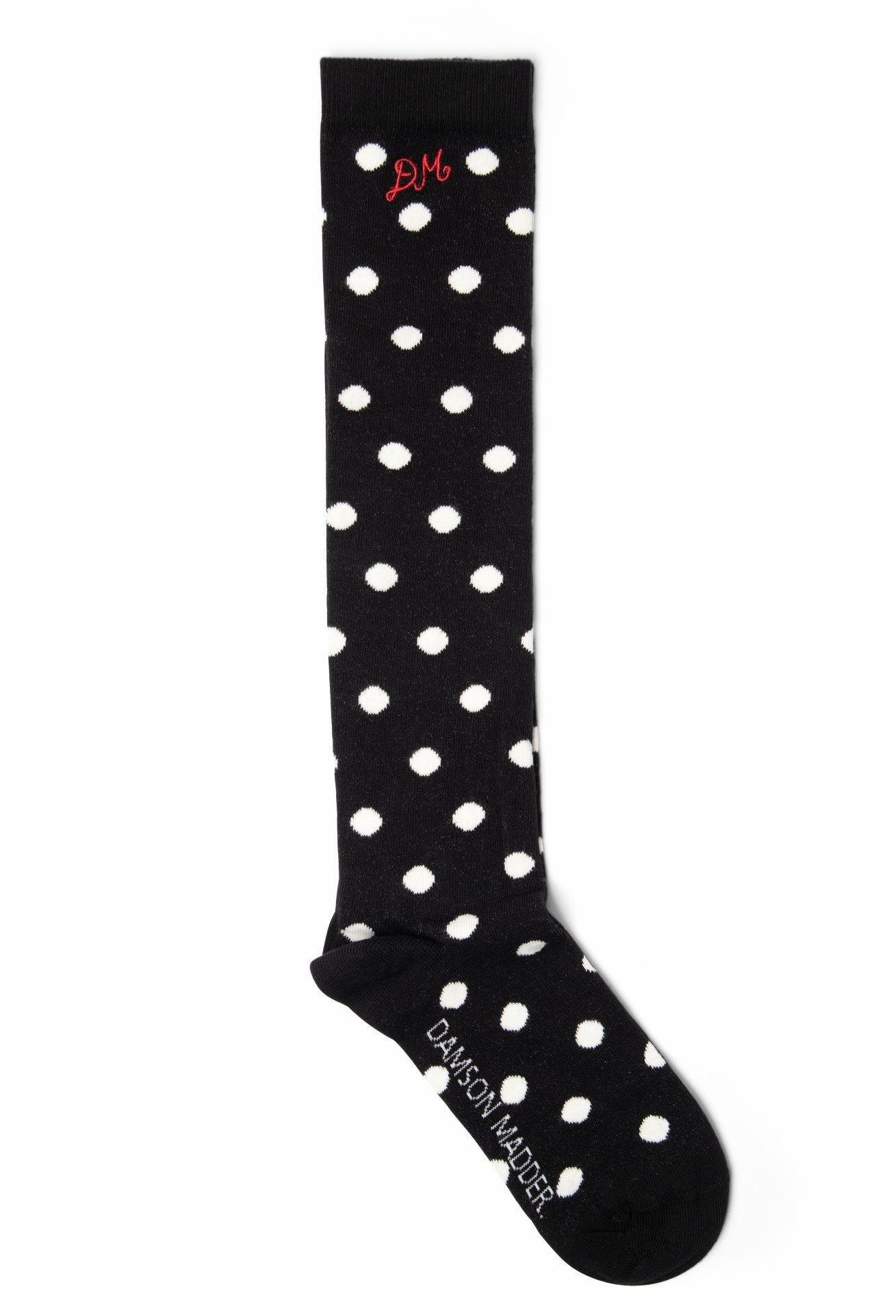 Damson Madder knee high polka dot socks - black & cream