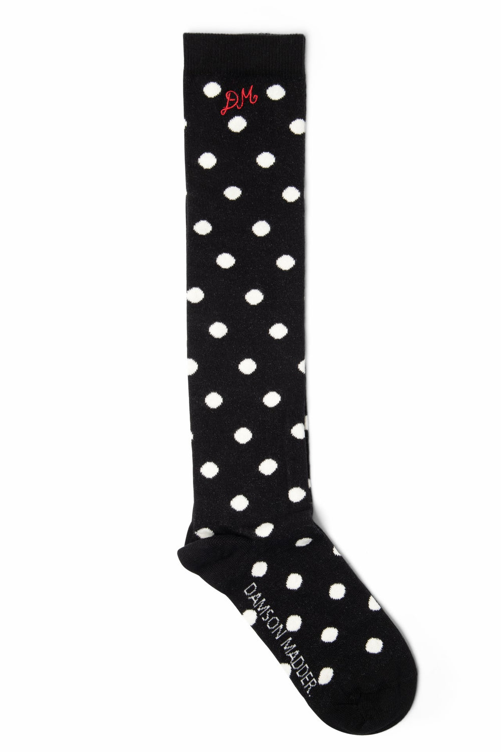 Damson Madder knee high polka dot socks - black & cream