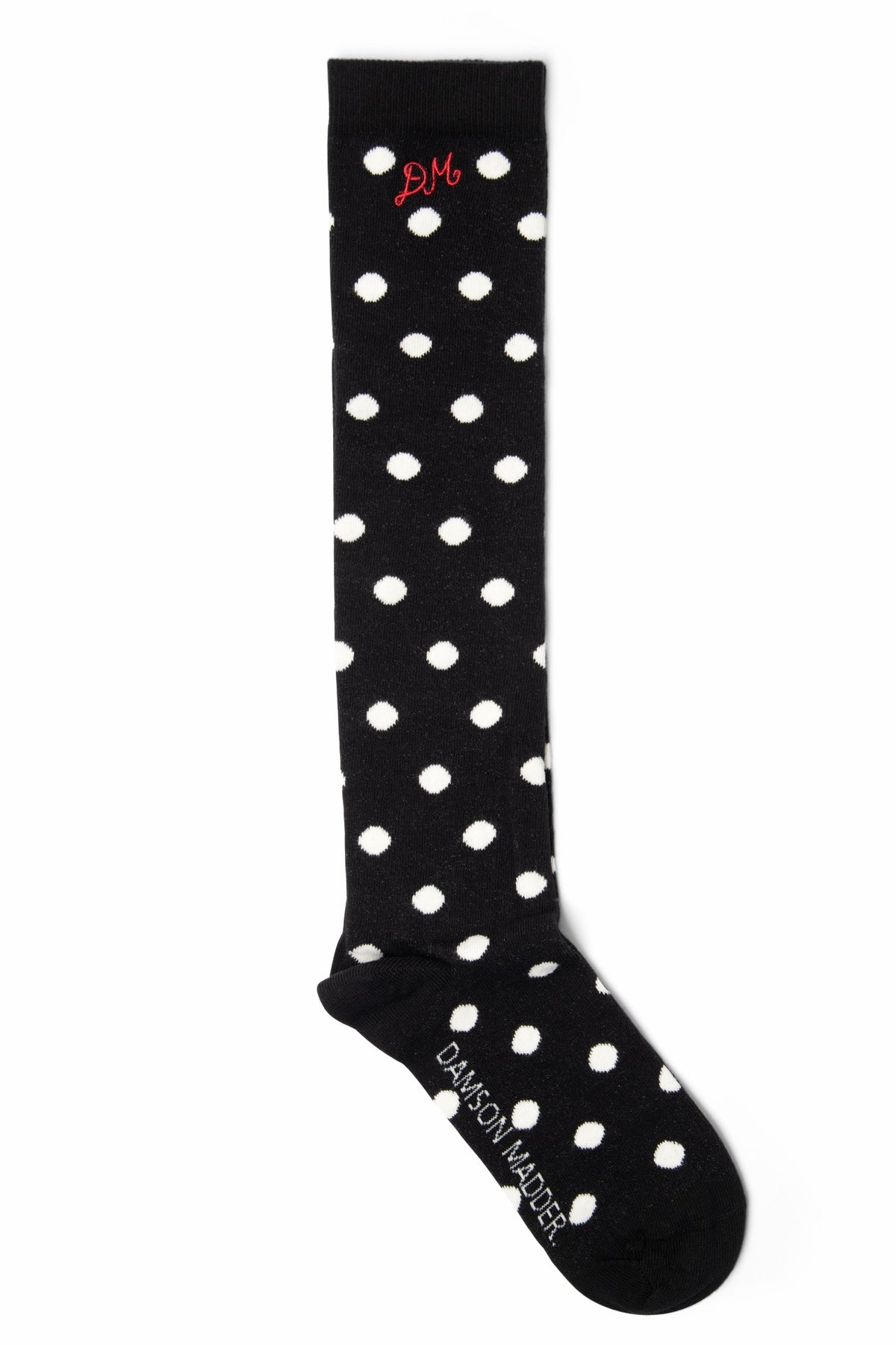 Damson Madder knee high polka dot socks - black & cream