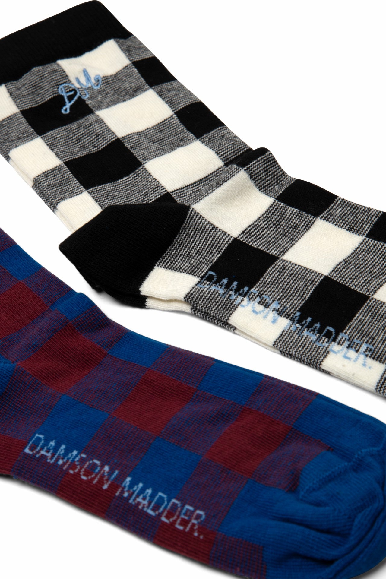 Damson Madder gingham calf length 2 pack socks - multi
