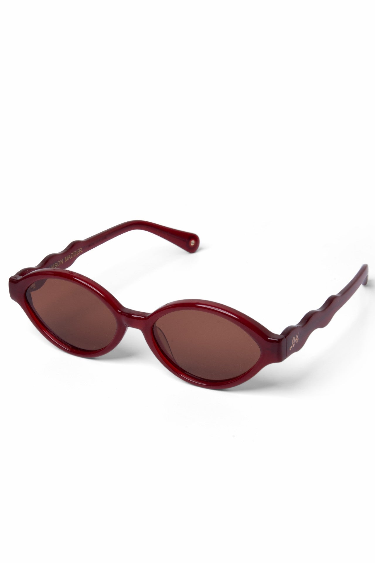 Damson Madder wavey temple sunglasses - crystal red