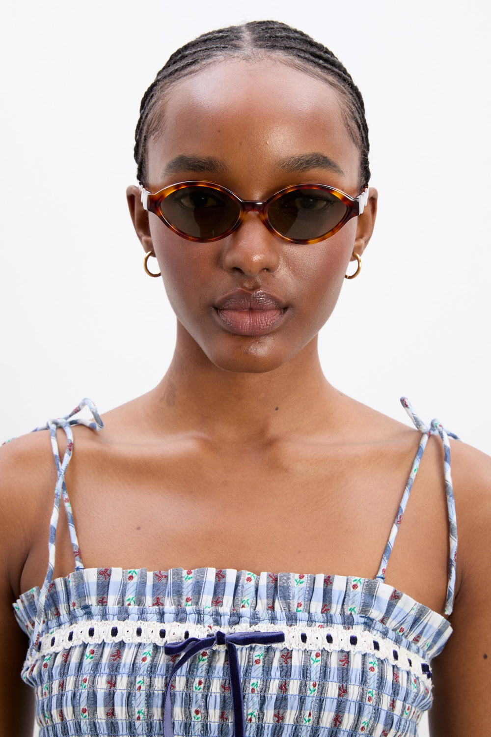Damson Madder slim oval sunglasses with wavy temple in tort