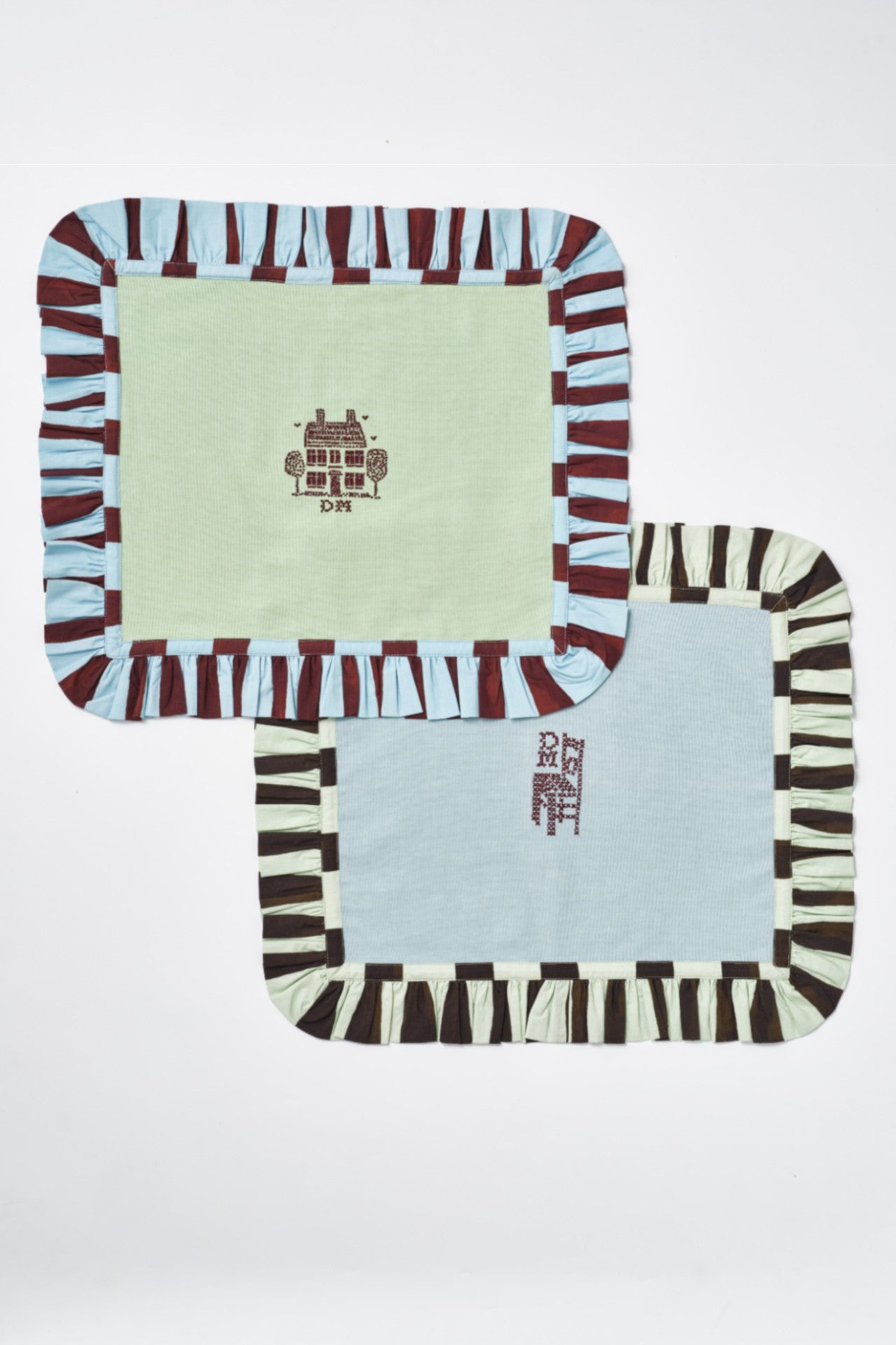 Damson Madder set of placemats - blue/green