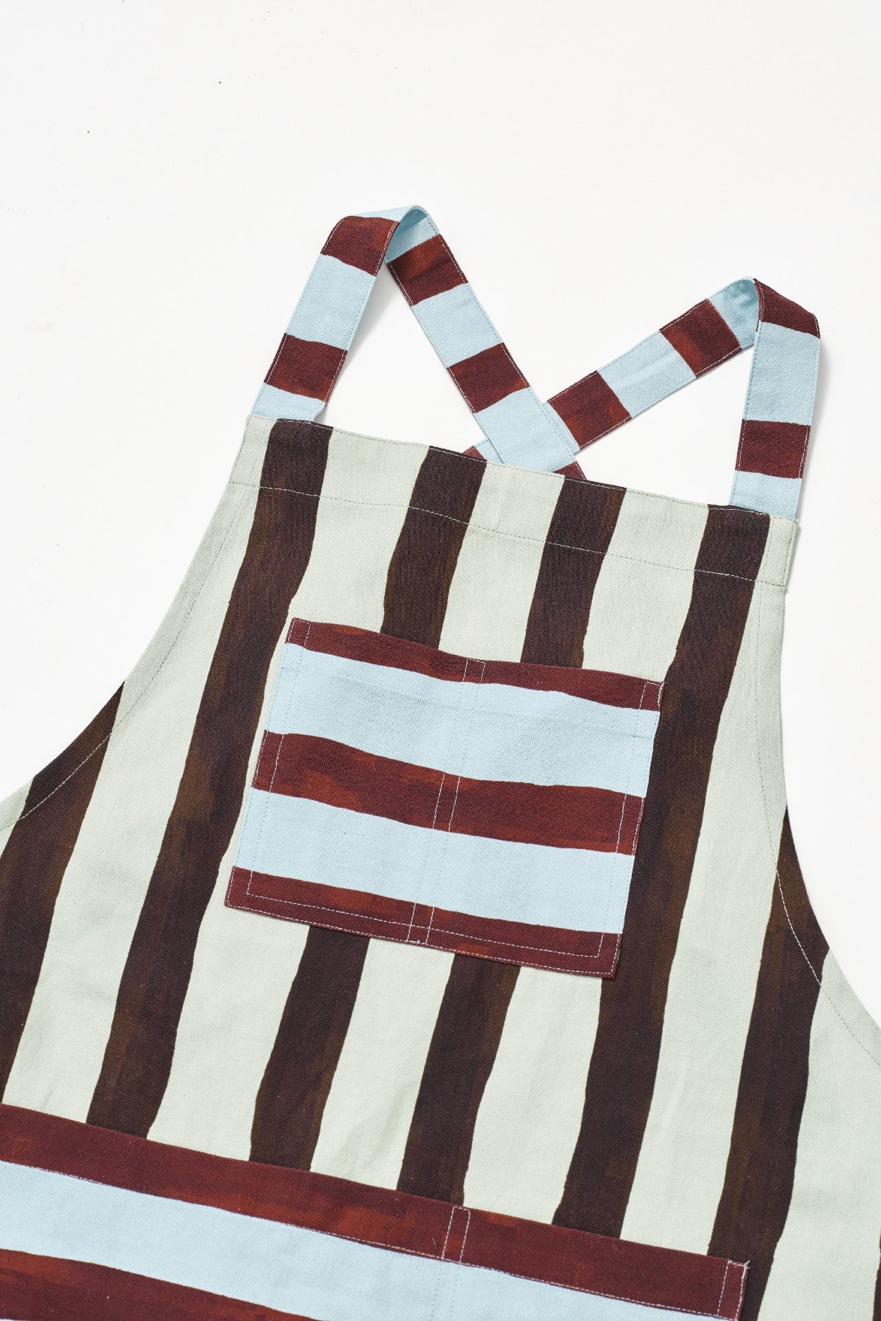 Damson Madder apron - mixed stripe