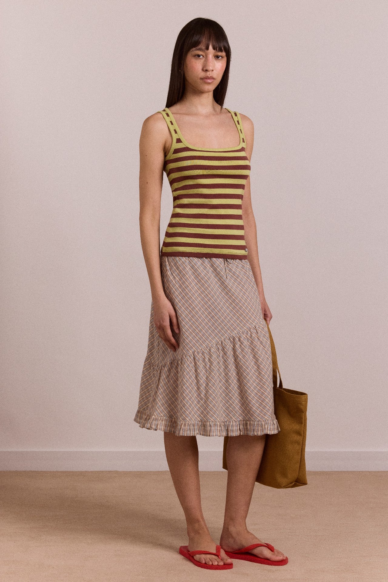 Damson Madder avielle tank - green stripe