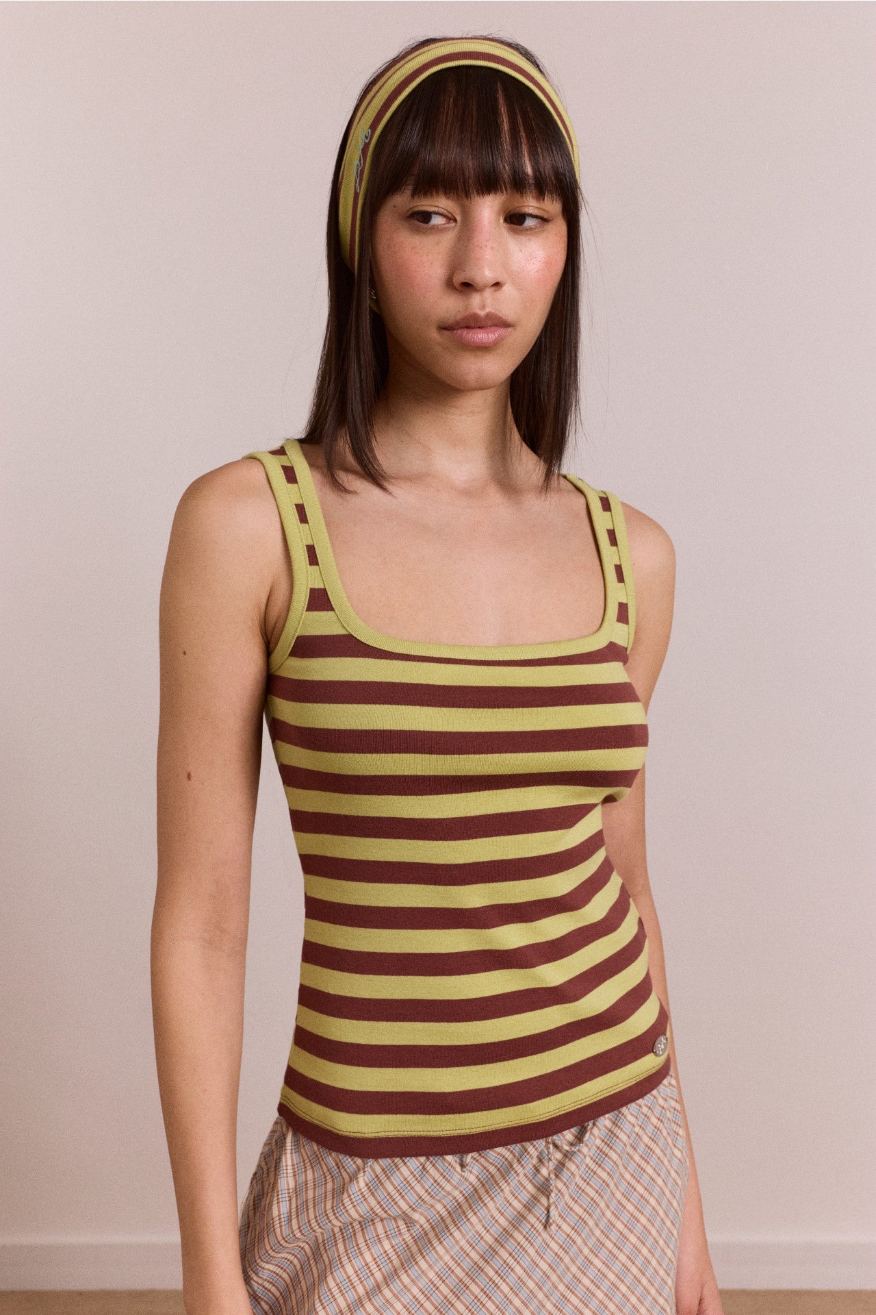 Damson Madder avielle tank - green stripe