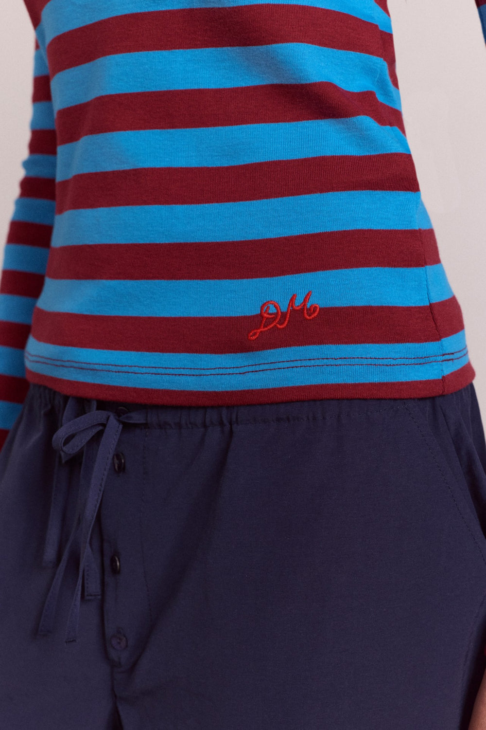 Damson Madder avielle double layer top - blue stripe