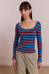 Damson Madder avielle double layer top - blue stripe