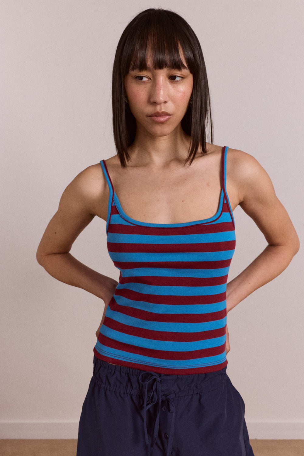 Damson Madder avielle double layer top - blue stripe