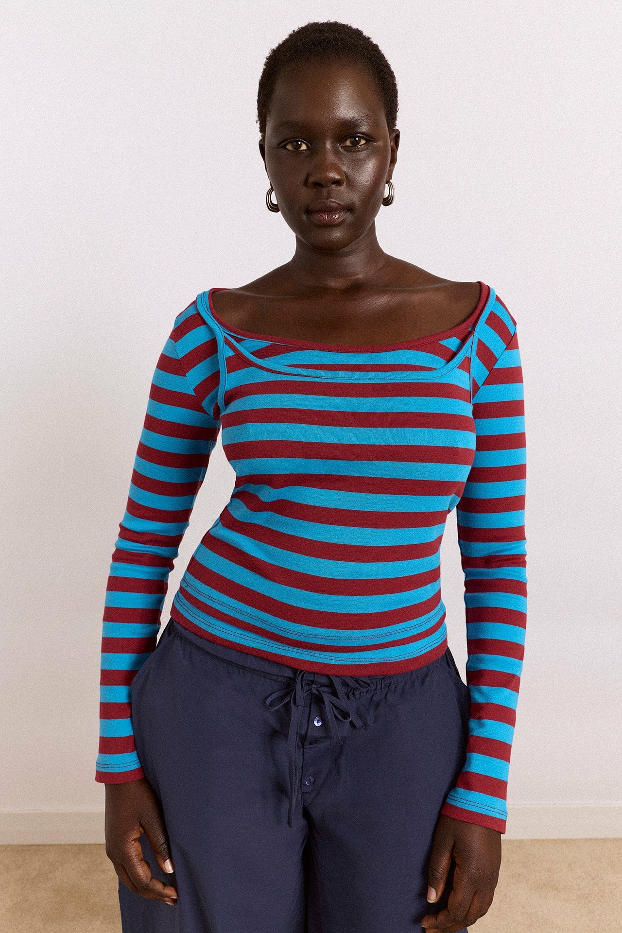 Damson Madder avielle double layer top - blue stripe
