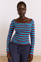 Damson Madder avielle double layer top - blue stripe