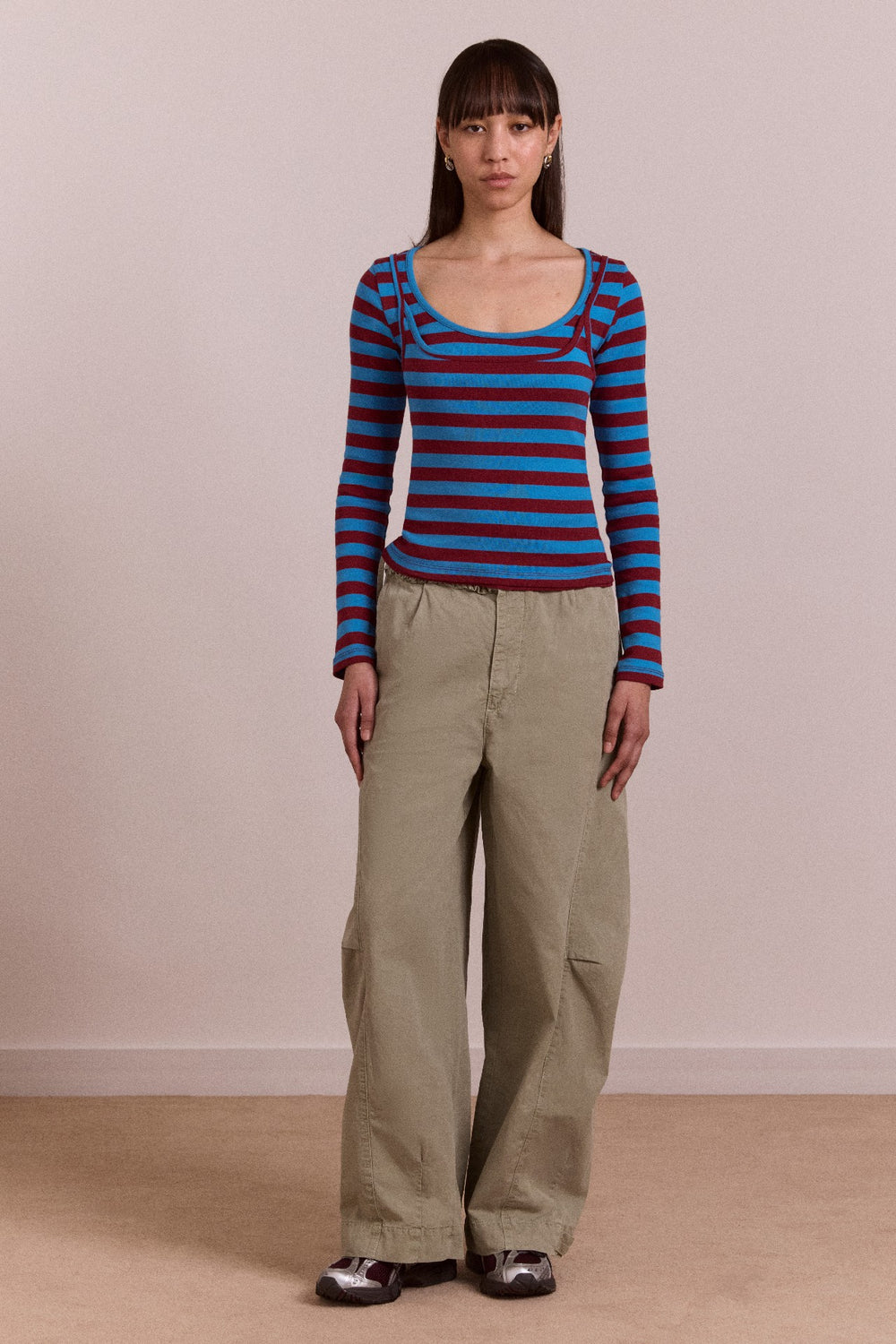 Damson Madder avielle double layer top - blue stripe